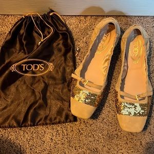 Tod’s Suede ballet flat with sequins 9 1/2